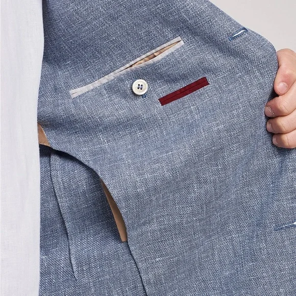 Brunello Cucinelli Blue-Grey Textured Sport Coat - Picture 6 of 7